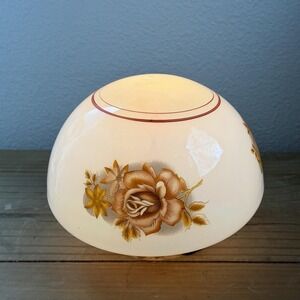 Vintage Milk Glass Floral Brown Rose Pattern Ceiling Light Shade